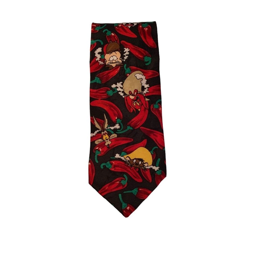 Vintage 1994 Looney Tunes Mania Neck Tie Hot Chili Pepper Print Men's Accessory